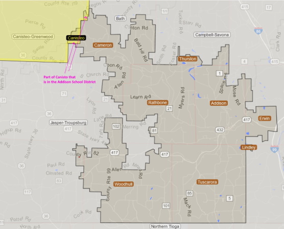 Town of Canisteo overlayed on Addison School District Boundry