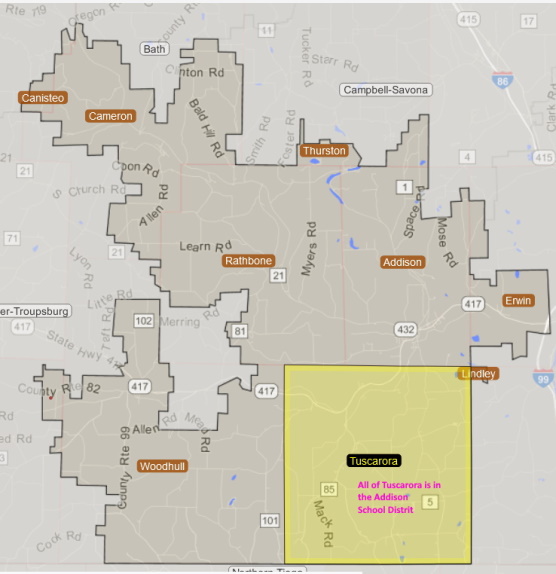 Town of Tuscarora overlayed on Addison School District Boundry