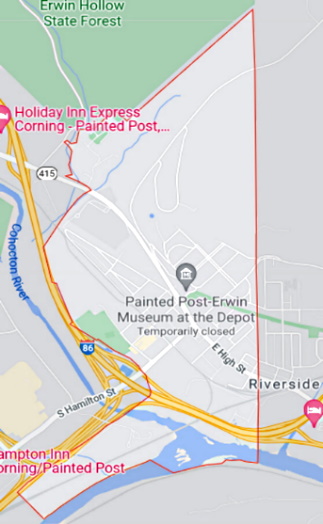 Painted Post City Boundry Map