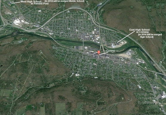 Map of location of CPP School in Corning, NY